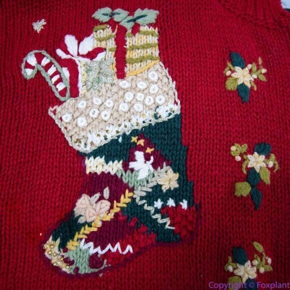 Vintage BonWorth Christmas ugly sweater,‎ 3D, Santa Clause, cardinal, M - Picture 10 of 16